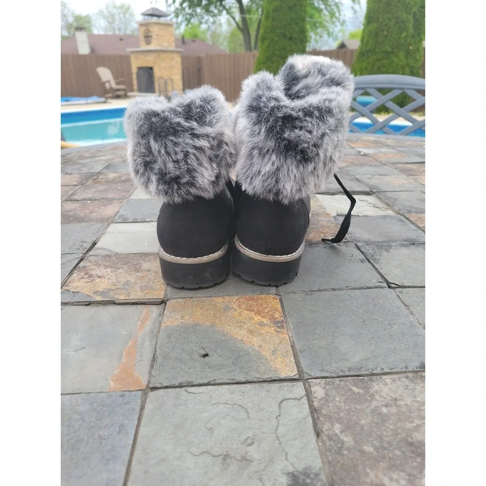 White Mountain Women Paddington Boots Natural/Distressed/Fab/Fur C29640,Size 7.5
